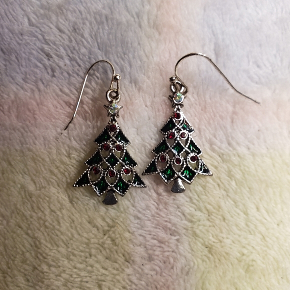 Merry and Bright Enamel Christmas Tree Earrings - Picture 3 of 6